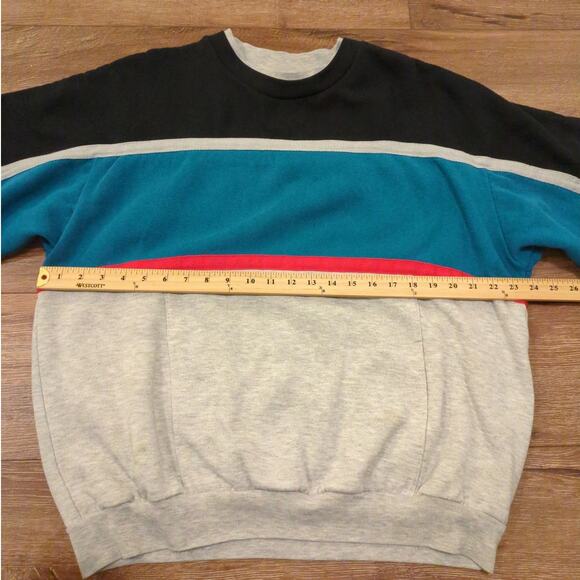 VTG Active Wear Adult XL Sweatshirt Color lock Retro Teal Blue Skater Surf - Picture 5 of 6
